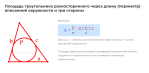 площадь треугольника разностороннего через длину вписанной окружности и три стороны формула